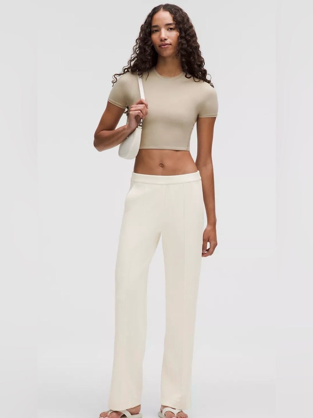 Lululemon Softstreme Mid Rise Pintuck Ivory Wide-Leg Pants